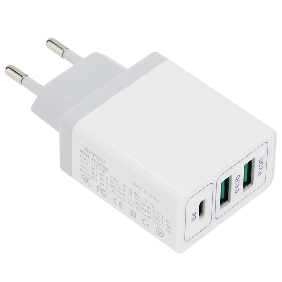 Зарядное устройство с двумя USB-портами и поддержкой быстрой зарядки 300 3 0 шт.