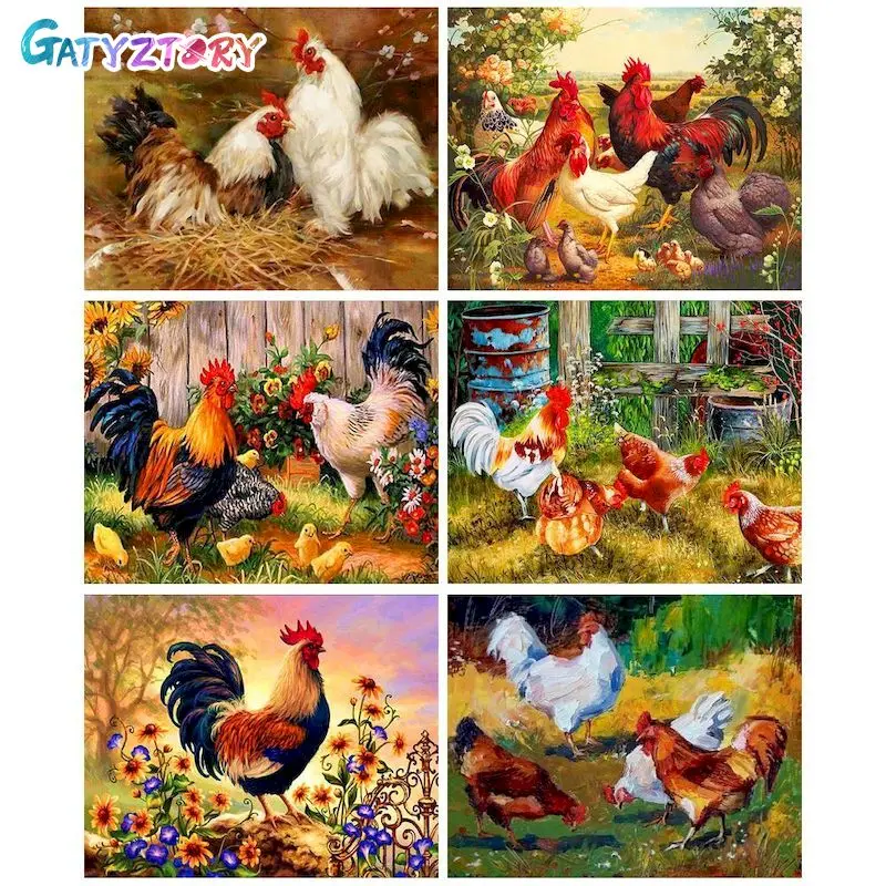 

GATYZTORY Pictures By Numbers Cock Diy Frame Painting By Numbers Animal On Canvas DIY Home Decoration Gift