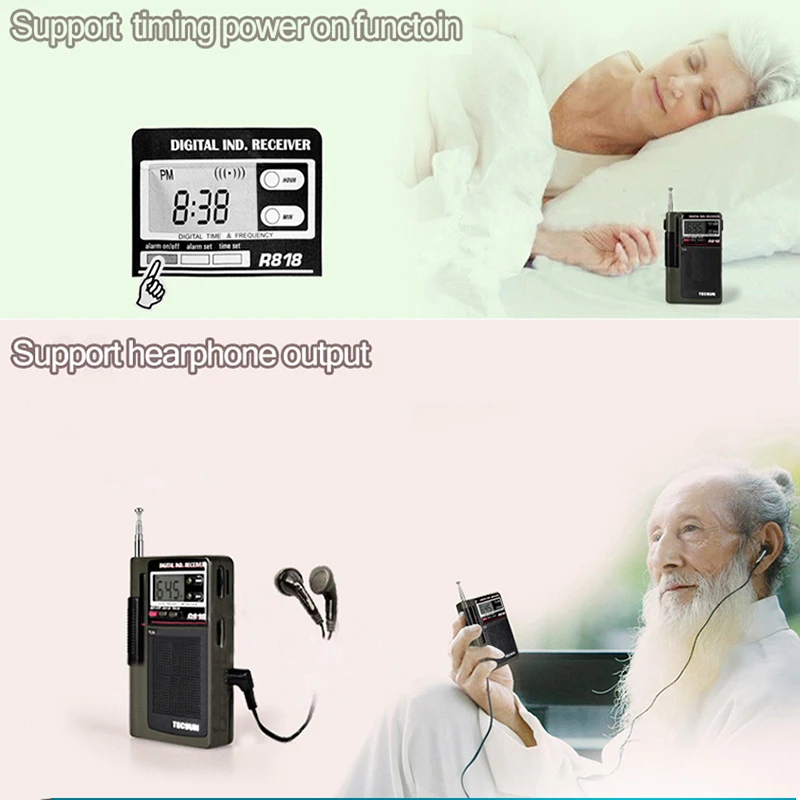 Портативные полнодиапазонные радио карманные FM/MW/SW приемник будильник с