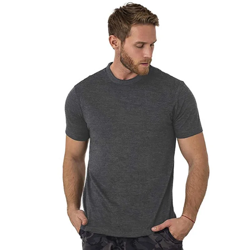 

100% Superfine Merino Wool T shirt Men's Base Layer Shirt Wicking Breathable Quick Dry Anti-Odor No-itch USA Size