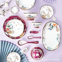 light luxury creative bone china tableware high grade household dishes deep plate soup bowl chopsticks rack porcelain matching