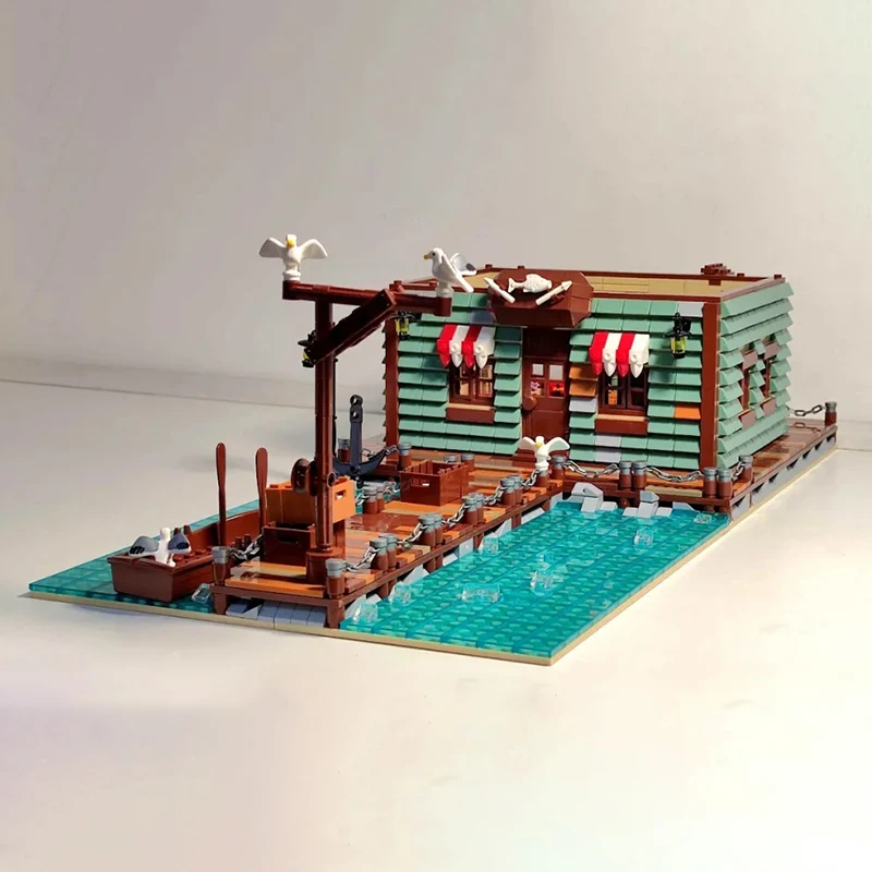 XMork 30107 Рыбацкая домика модель рыбацкого клуба модульная серия с видом на улицу