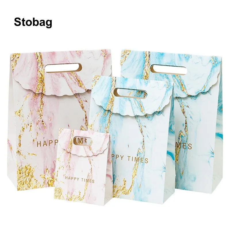 

StoBag 10pcs Kraft Paper Pink Gift Packaging Box Tote Candy Cookies Cake Handmade Present Baking Favors Party Birthday Holiday