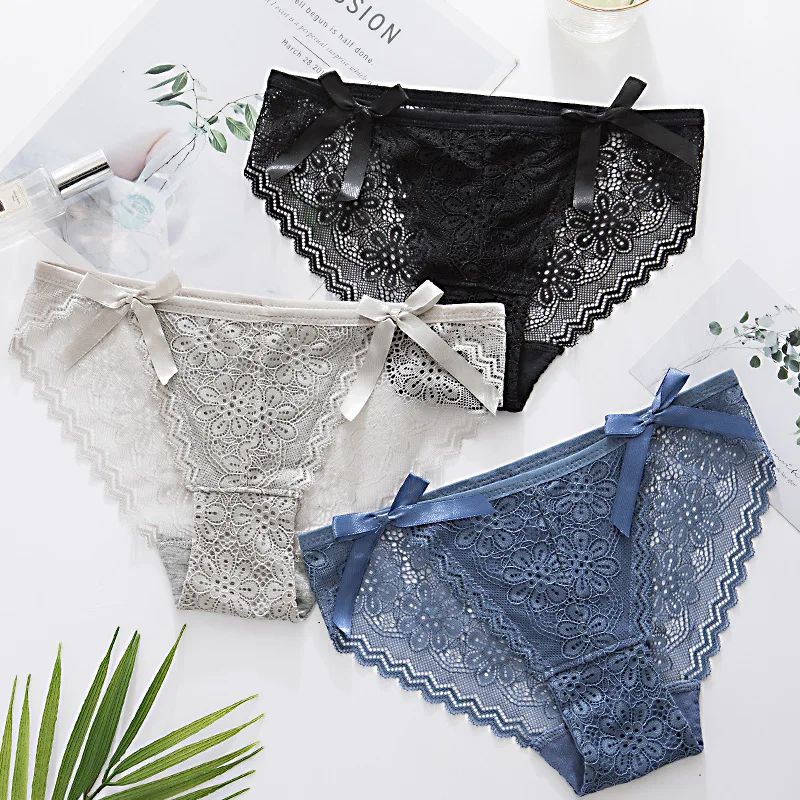 

Sexy Breathable Briefs For Women's Trackless Lace Low-rise Sheer Panties Underwear