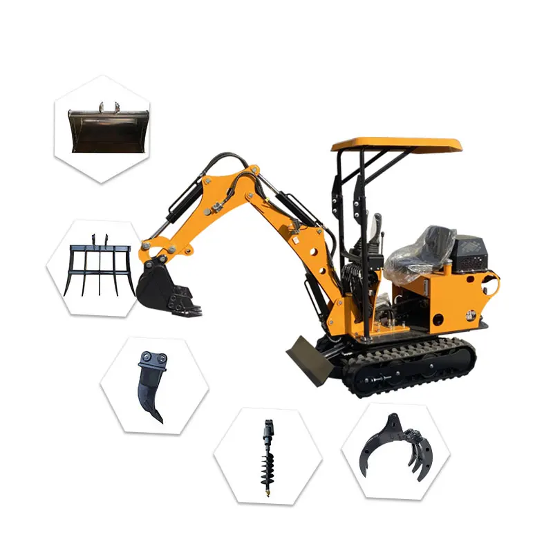 Chinese Backhoe Excavator 0.8t Smallest Minidigger Household 08 Ton Micro Mini Crawler Excavator With Attachments