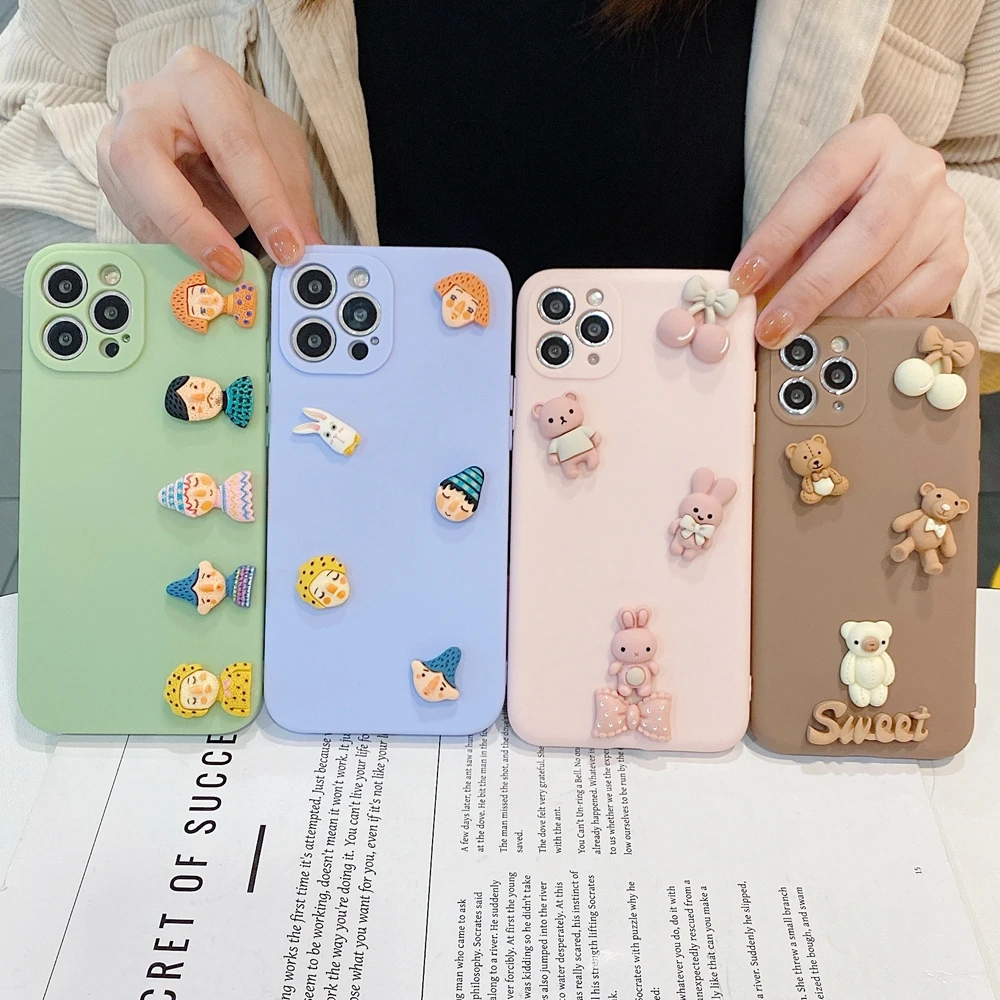 

Силиконовый чехол Realme X3 с супер зумом для Funda OPPO Realme 8 5G 7i 7 Pro 8S Чехол s Kawaii 3D Медведь Кролик Задняя крышка для телефона Capinha