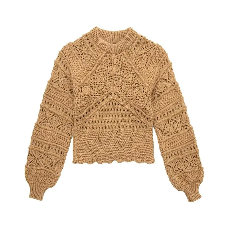 

Knitted Sweater Pullover Autumn Winter Women Sweater Fashion O Collar Hollow out Warm Sweater Women Chic Elegant Youth pullover