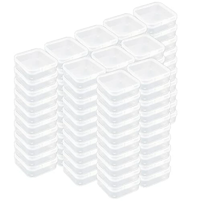 

100 упаковочных контейнеров для хранения, квадратная мини-коробка для хранения с крышками для мелких предметов (x дюйма)