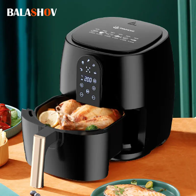 6L Smart Electric Air FryerLarge Capacity Automatic Household Multi 360°Baking LED Touchscreen Deep Fryer Without Oil EU Plug