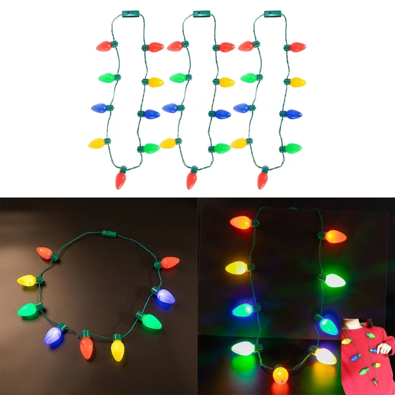 

Пакет рождественских ожерелий с подсветкой и красочными светодиодными лампочками для праздничных украшений для вечеринок.