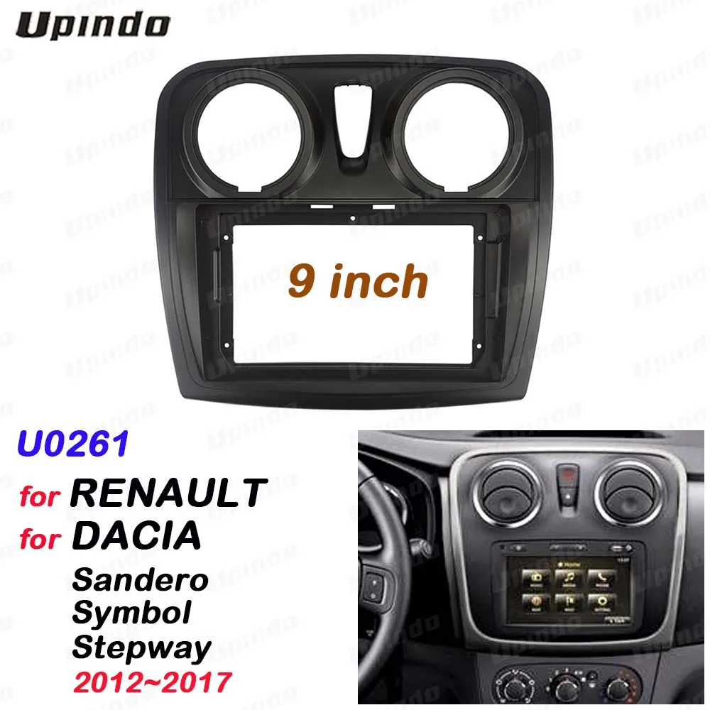 Автомагнитола 2 Din 9 дюймов облицовка для Dacia Sandero Symbol Stepway 2012 + установка рамы