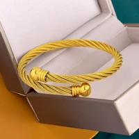 fashion trendy cable wire chain bangle for men women classic opening gold stainless steel bangle bracelet jewelry wholesale