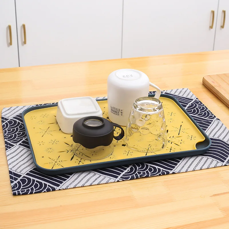 

Plastic Cup Drain Tray Household Living Room Double Tray Rectangular Tea Tray Fruit Plate Creative Drain Basket