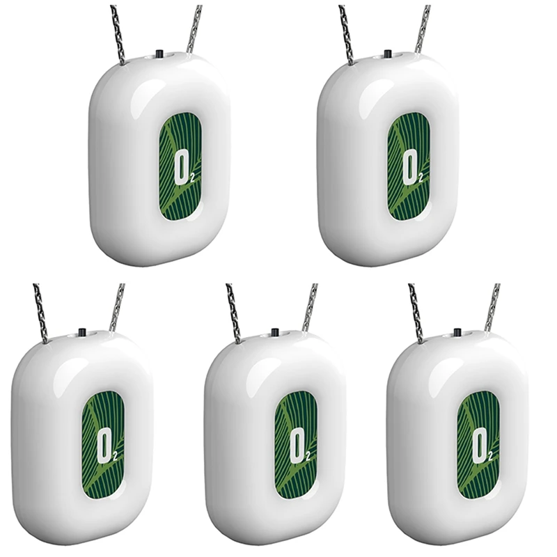 

5X Personal Wearable Air Purifier Necklace Mini Portable Air Freshner Ionizer Negative Ion Generator For Travel White