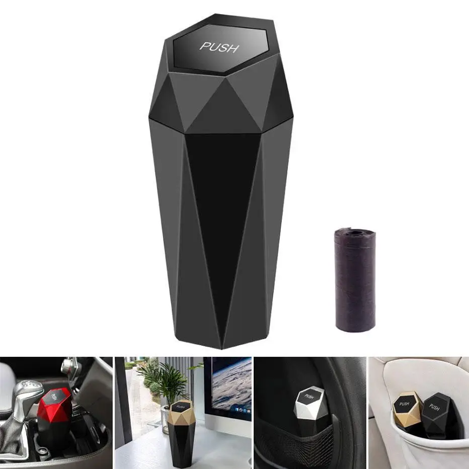 

Mini Car Trash Can Portable Dustbin With Lid Leakproof Car Garbage Organizers Multipurpose Storage Box for Automotive Home