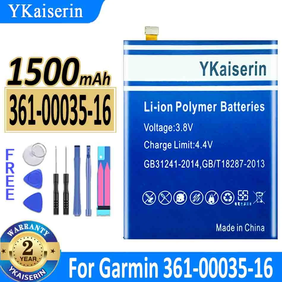 

1500mAh YKaiserin Battery For Garmin 361-00035-16 3610003516 Bateria