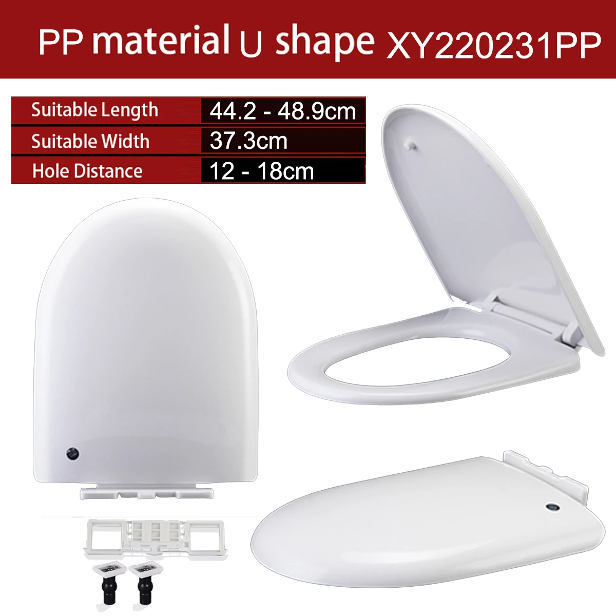 

Universal U Shape Elongated Slow Close WC Toilet Seats Cover Bowl Lid Top Mounted Quick Release PP Board Soft Closure XY22031PP