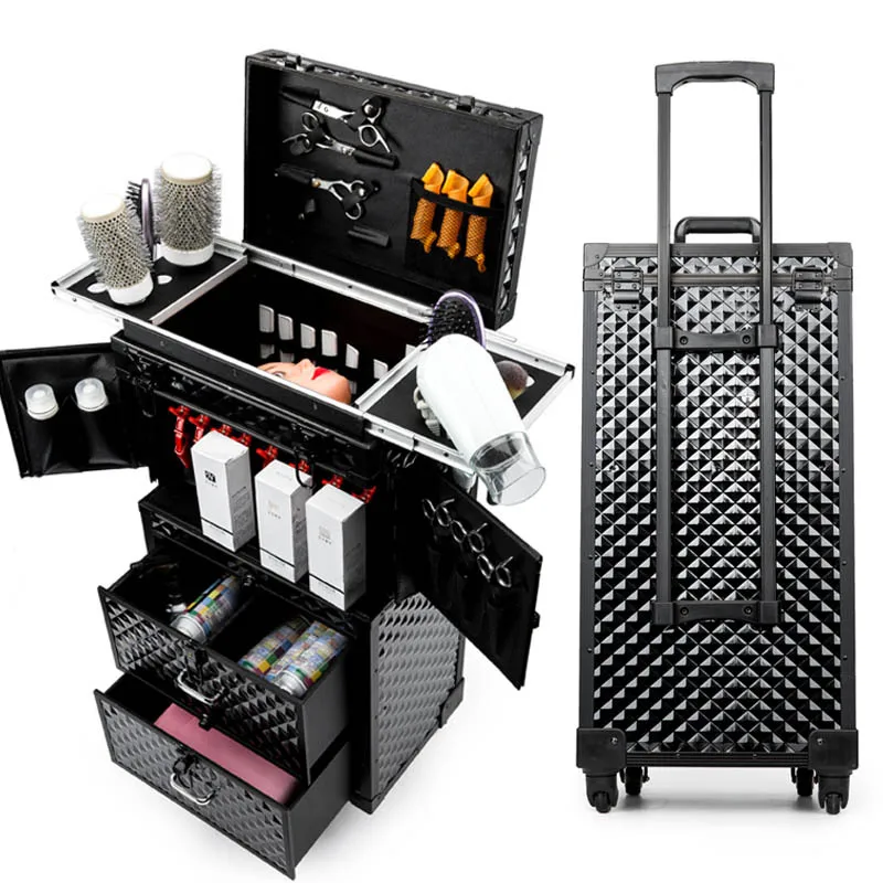 

Professional Hairdressing rolling luggage Toolbox Salon Hairdresser trolley suitcase Beauty Salon Large Drawer Toolbox on wheels
