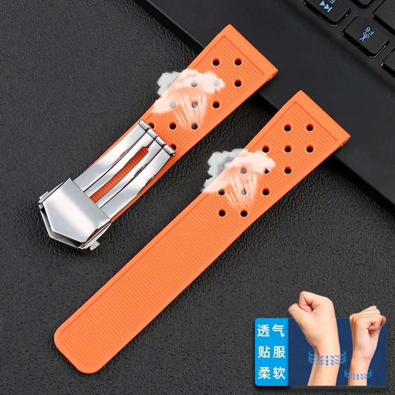 22mm Waterproof Rubber Silicone watchband  Black blue red For TAG HEUER MONACO Strap CARRERA FORMULA 1 Men Watch Strap Acces