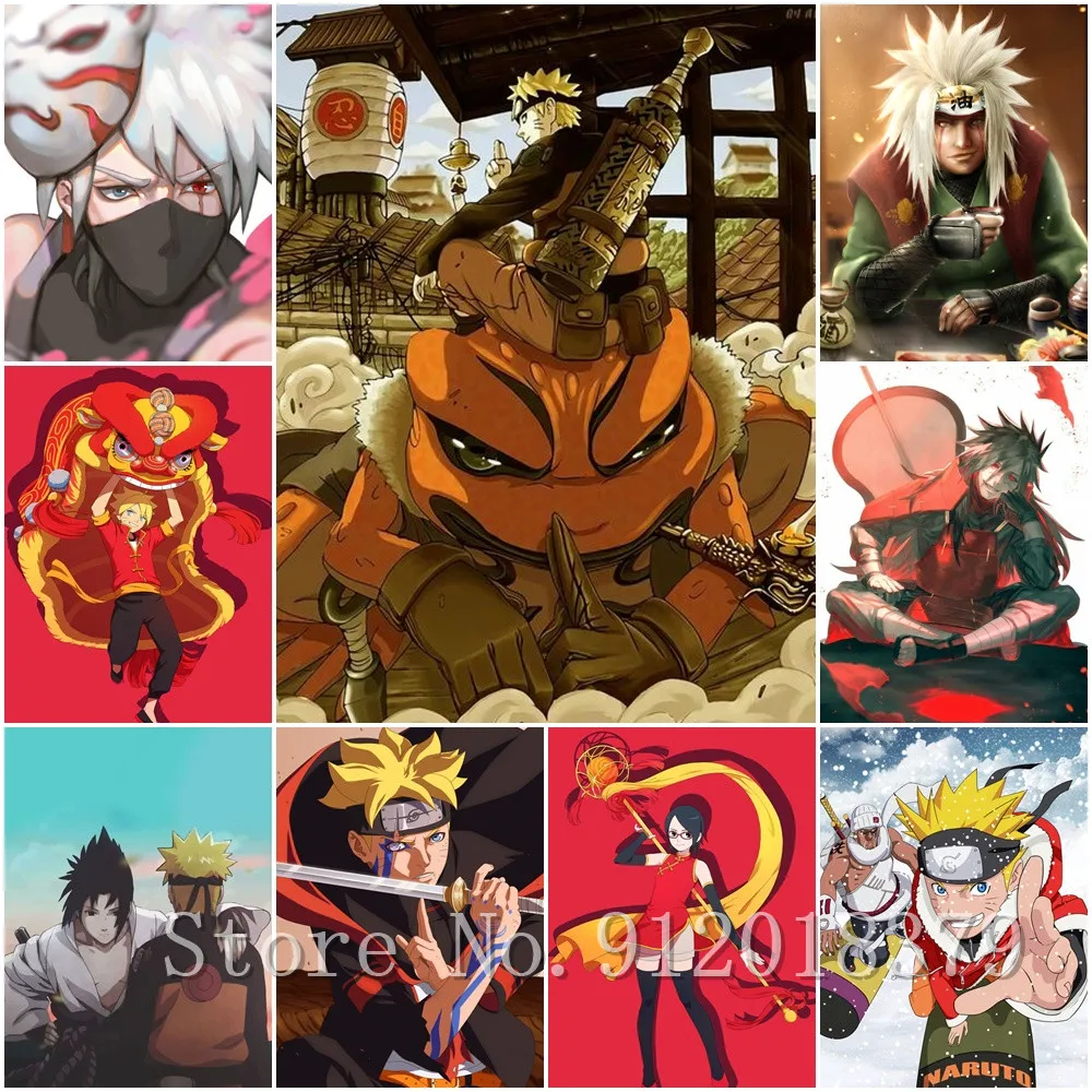 

Bandai Naruto Cartoon Diy Diamond Painting Sasuke Kakashi Anime Figure Picture of Rhinestones Cross Stitch Kits Mosaic Art Decor
