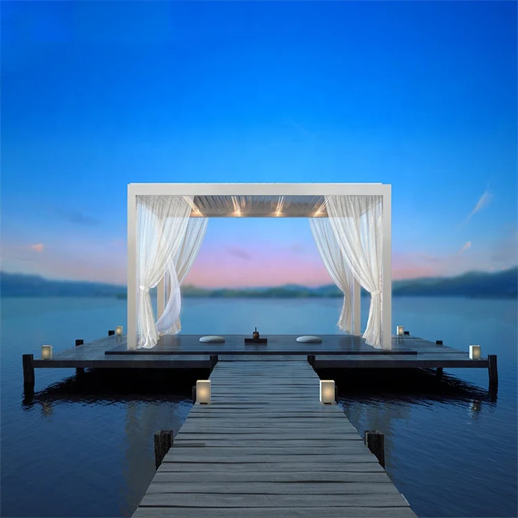 

Motorized Aluminum Slat Pergola Garden 3x3 Outdoor Pergola Waterproof Canopy Manual Control Aluminum Louvered Pergola