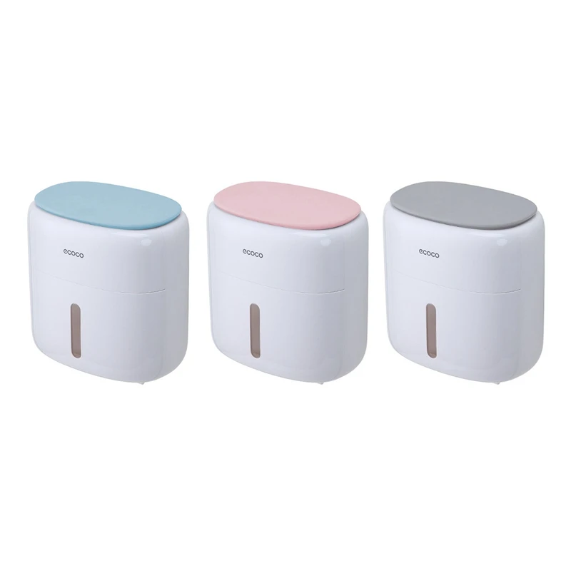

ECOCO Wall Mounted Waterproof Toilet Paper Holder Shelf Multifunctional Storage Box for Toilet Paper Bathroom Toilet