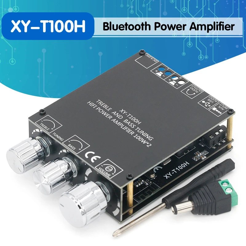 

XY-T100H 100w + 100w TPA3116D2 Bluetooth 5.0 Плата усилителя мощности для домашнего кинотеатра, усилители стерео, регулировка высоких и басов