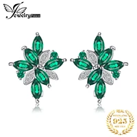 jewelrypalace flower 2 4ct green simulated nano emerald 925 sterling silver dangle clip earrings for women gemstone jewelry