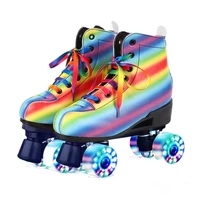 2022 graffiti microfiber roller skates double line skates boys girls two line skating shoes with white pu 4 wheels training