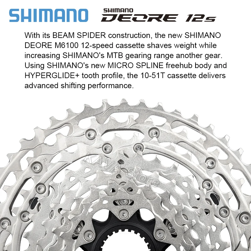 Кассета Shimano Deore CS-M6100 12S M6100 Звездочка с Micro Spline для горного велосипеда свободное