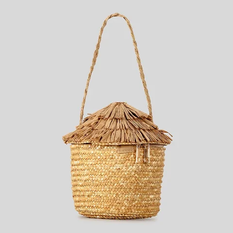 Креативные женские сумки на плечо с мультяшным домиком, бумажные тканые милые сумки ручной работы, летняя пляжная сумка для отдыха на море для девочек