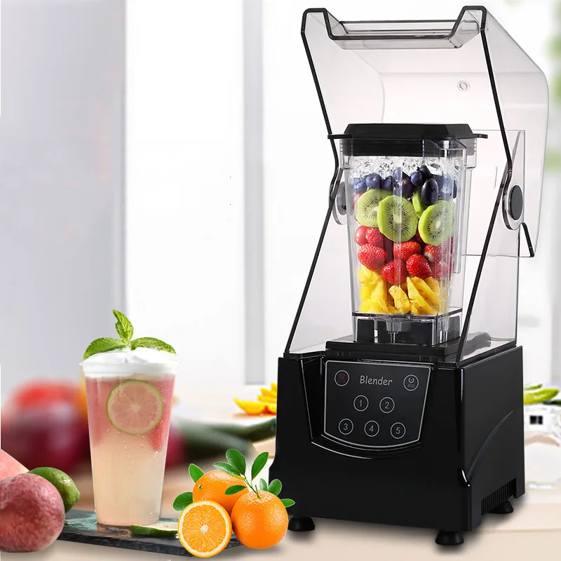 

Smoothie Machine Commercial Milk Tea Shop Mute with Sound Insulation Cover Smoothie Ice Planer Blender Cooking Machine
