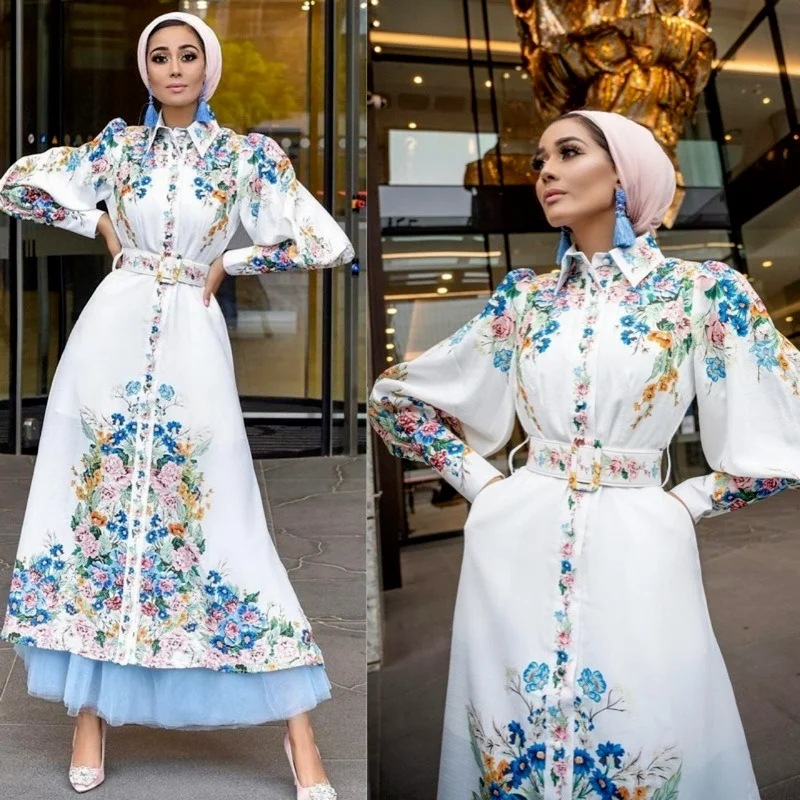 Женское платье в арабском мусульманском стиле, с поясом