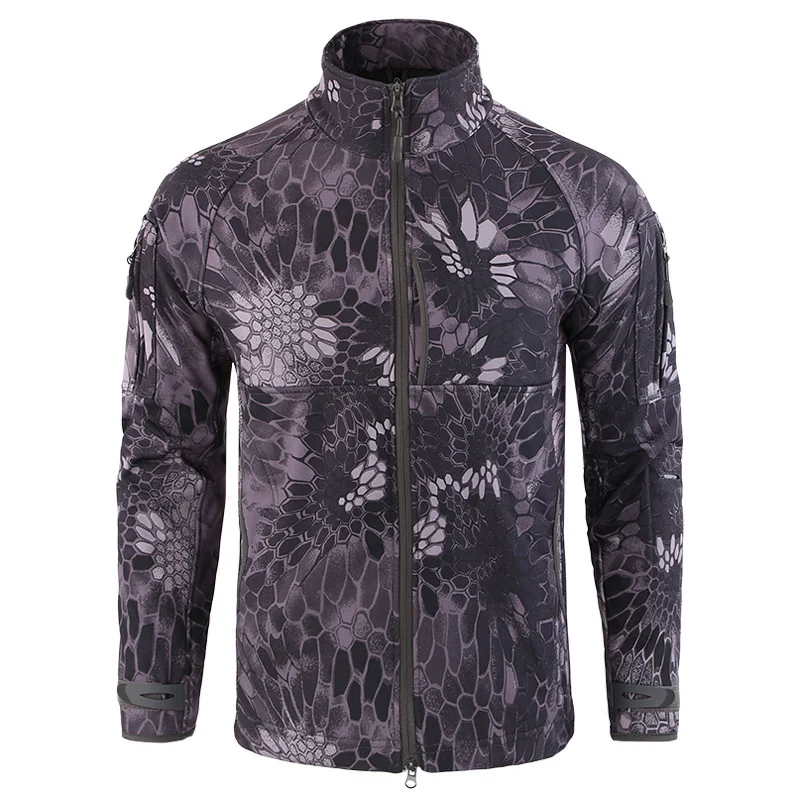 Outdoor Soft Shell Stand Collar Camouflage Tactical Jacket Mens Autumn Winter Windproof Waterproof Warm Fleece Coats Male