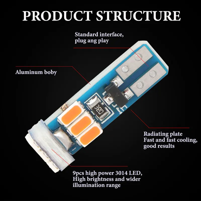 10 шт. светодиодные лампы t10 w3w