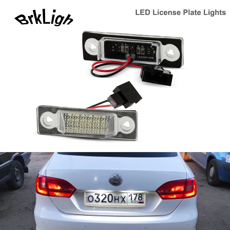 Купи 2Pcs LED Rear Number License Plate Lights Lamps For VW Sharan Seat Alhambra Ford Galaxy MK1 White 18smd Canbus Car-Styling за 356 рублей в магазине AliExpress