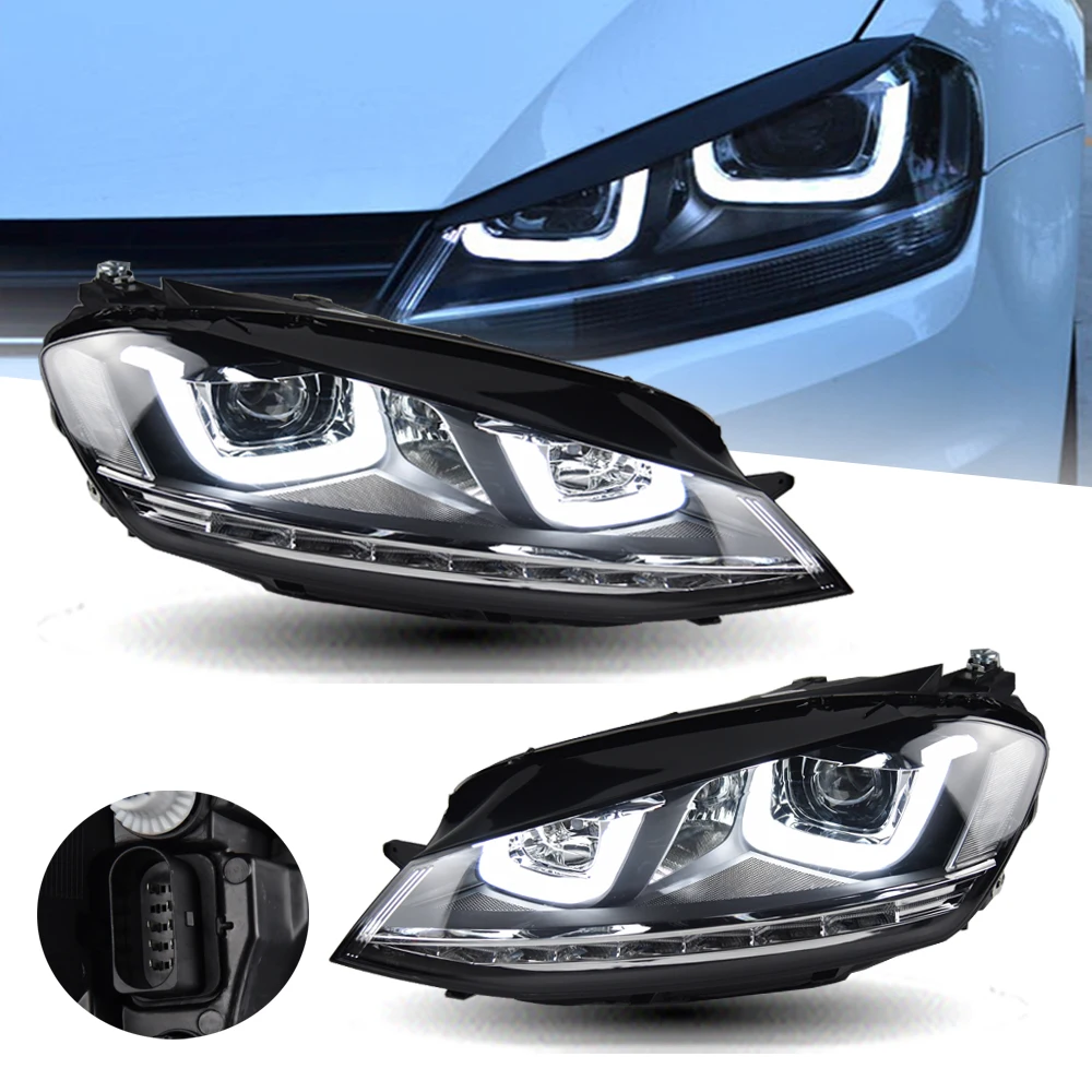 Фото Фара LXBY для VW Golf 7, светодиодные фары 2013-2017, головной свет, стайлинг автомобиля, ДХО, сигнальные линзы-проекторы, автоаксессуары, передние фары №1