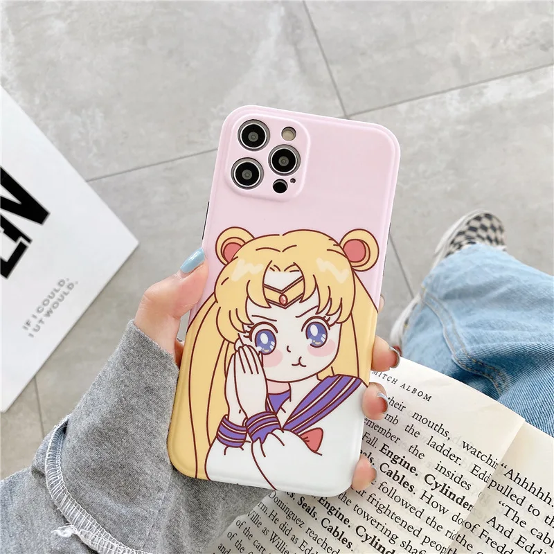 

BANDAI Sailor Moon Cartoon Anime Phone Case for IPhone 11/12 PRO Max X/XR/XS CUTE TPU Cell Phone Case For Girls Wholesale