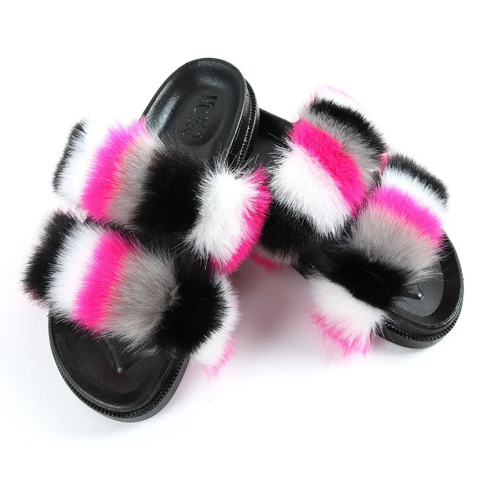 1/5Pairs Bulk Items Wholesale Women Slippers Double Strap Faux Fur Slippers  Plush Fluffy Flat Slides Cute Furry House Shoes 8155 - купить по выгодной  цене | AliExpress