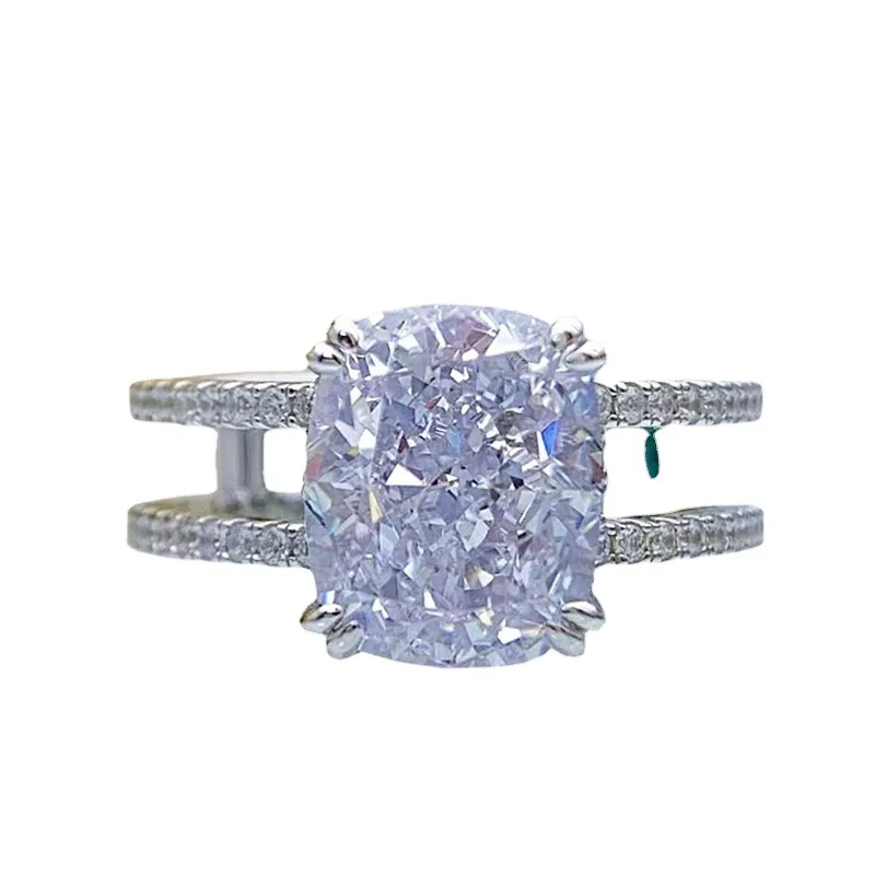 

SpringLady 100% 925 Sterling Silver 9*11mm High Carbon Diamond Radiant Cut Rings For Women Party Fine Jewelry