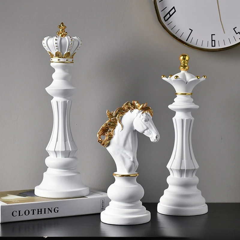 NORTHEUINS 3 Pcs/Set Resin International Chess Figurine Modern Interior Decor Office Living Room Home Decoration Accessories