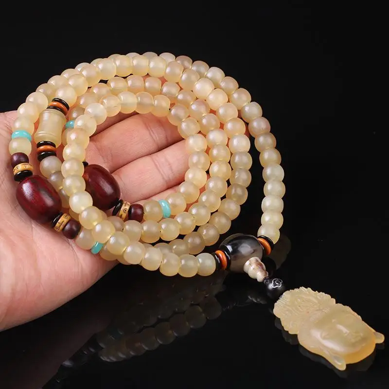 UMQ натуральные прозрачные бусины корну каприе гиркуса 108 шт. с кровью Тибетский