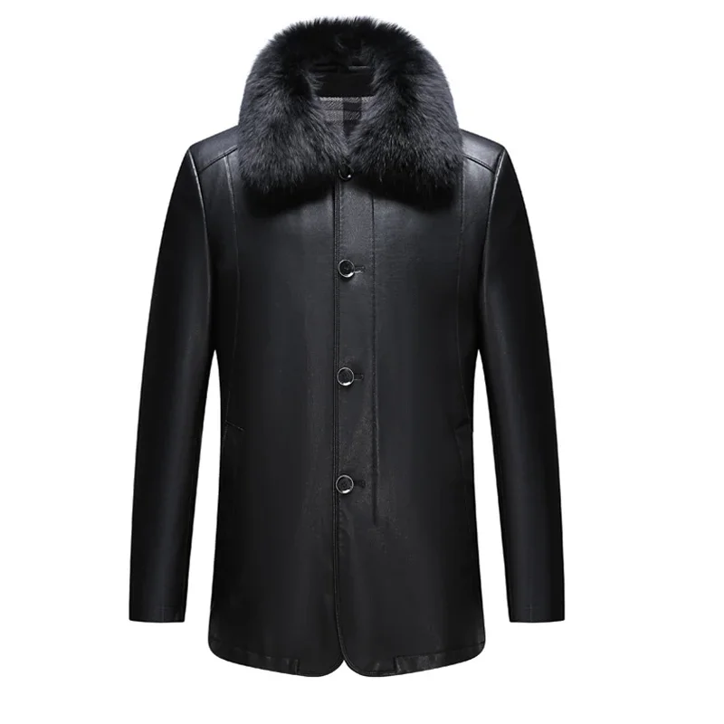 Зимняя куртка из натуральной кожи для женщин утепленные пуховики Мужская модная