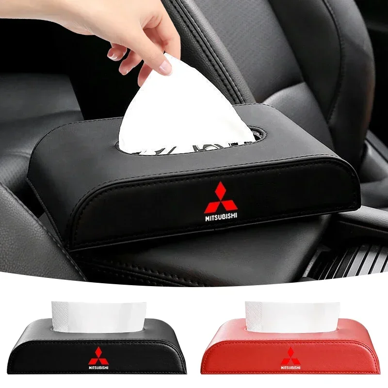 Автомобильный значок из искусственной кожи коробка для салфеток Mitsubishi Logo ASX Outlander