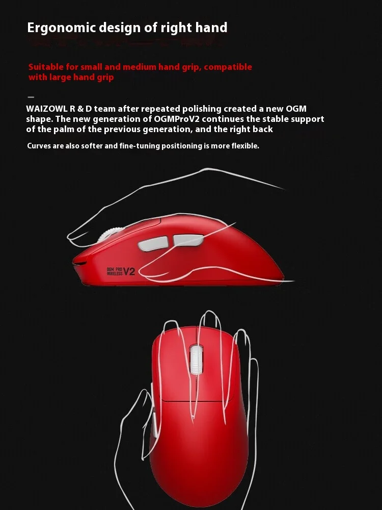 Мышь Waizowl Ogm Pro V2 трехрежимная беспроводная мышь Paw3950 30000 точек на дюйм легкая