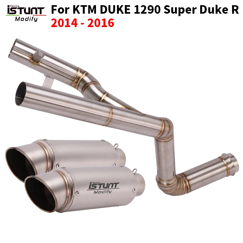 Слипоны для KTM DUKE1290 Super Duke 1290 R 2014-2016, выхлопная средняя звеньевая труба мотоцикла, двойной глушитель, мото модифицированный