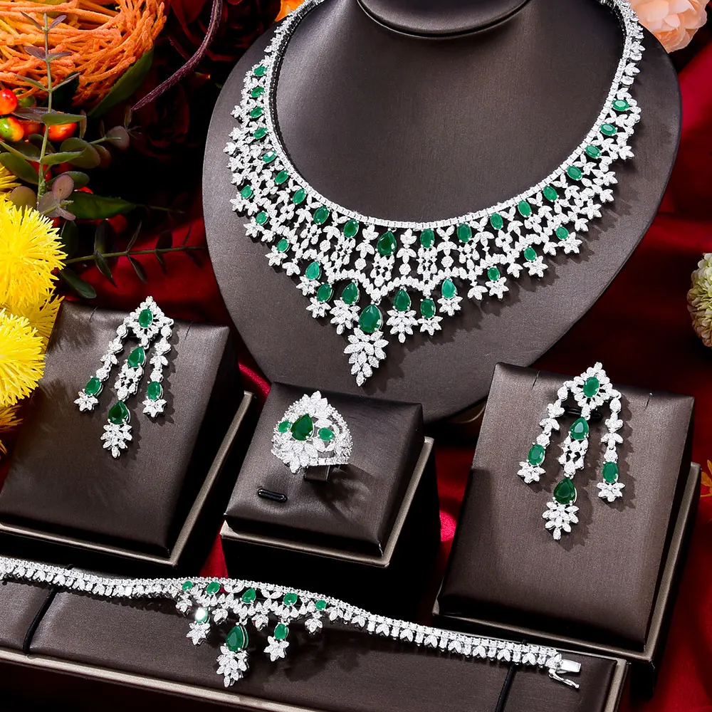 

GODKI высокое ювелирное изделие Роскошная принцесса 4 шт индийский кундан свадебный набор украшений для женщин Свадебная вечеринка Циркон Ду...