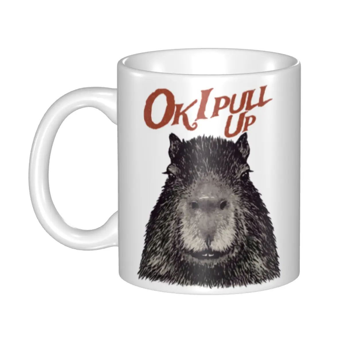Капибара Ok I Pull Up керамическая кофейная кружка на заказ креативный подарок