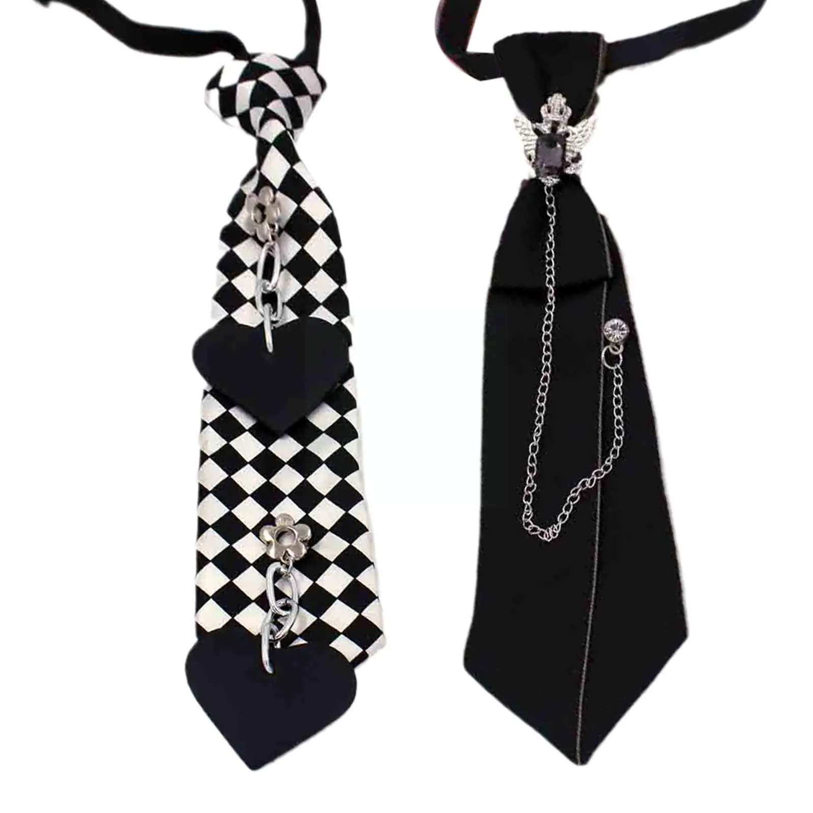 

Men Women Steampunk Black Necktie Rhinestone Metal Jewelry Pre-Tied Bow Tie Crystal Pendant Adjustable Bowtie Chain C8N9