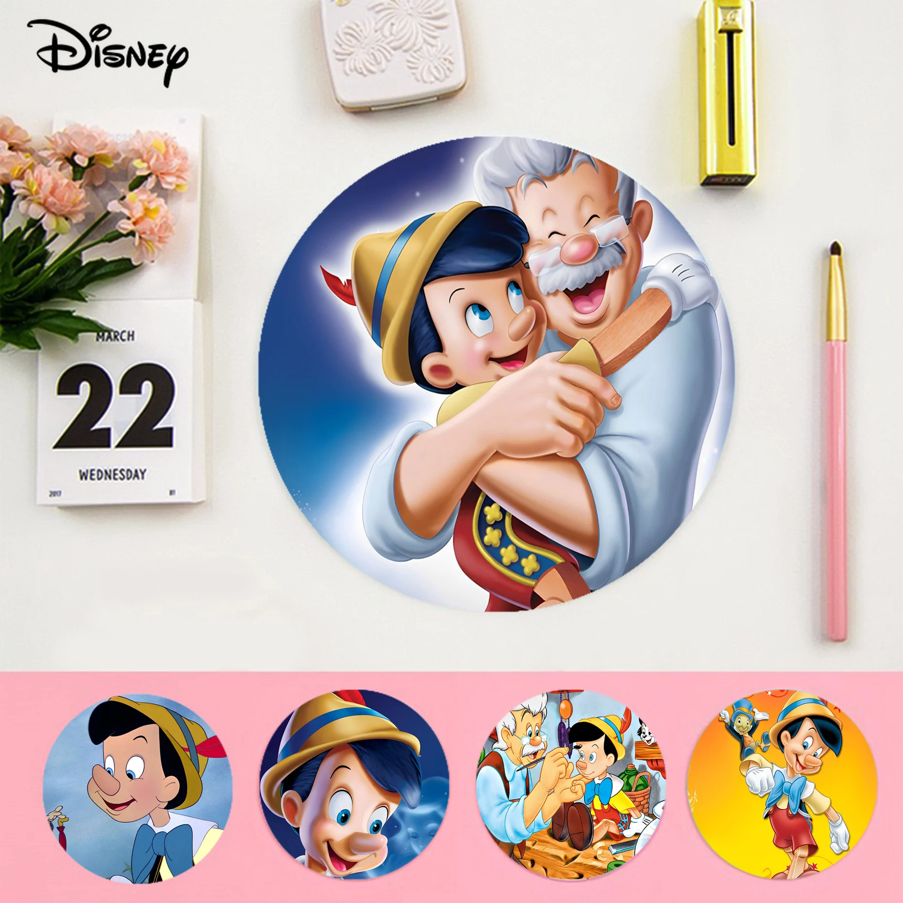 

Disney Pinocchio Mousepad DIY Round Thickened Mouse Pad Oversized Gaming Keyboard Table Mat Desk Set Accessories Desktop Mat